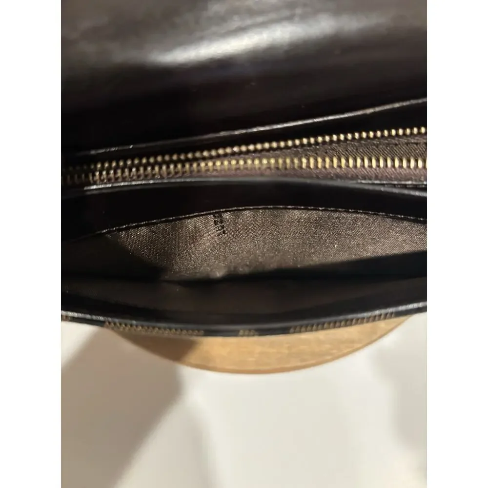 Fendi FF Zucca Logo Long Clutch Flap Wallet Credit Card Zipper Brown Black